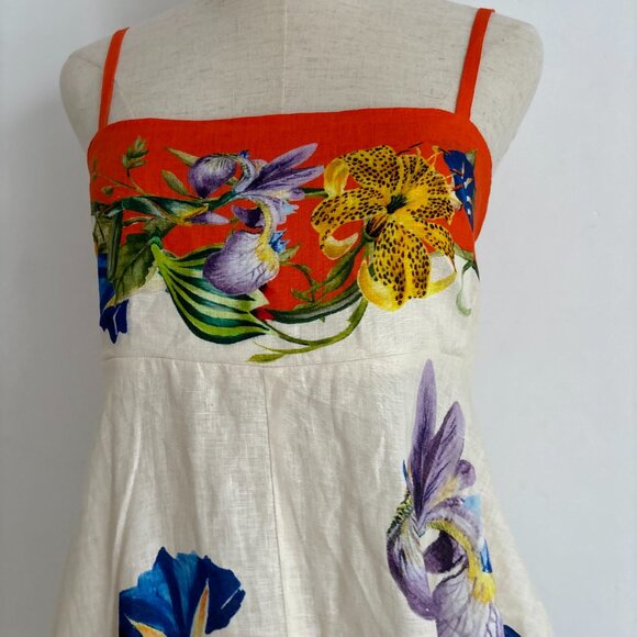 Alemais Pomegranate Floral Print Patterned Linen Maxi Dress - Picture 9 of 13